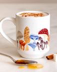 Mushroom Coffee Mug – Ceramic Cottagecore Cup with Colorful Fungi Design