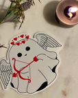 Cupid Ghost Valentine Sticker – Cute Glossy Vinyl Waterproof Decal for Laptops, Water Bottles, Journals & Romantic Gifts