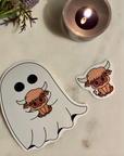 Ghost and Highland Cow Sticker Set – Cute Spooky Kawaii Vinyl Stickers for Water Bottles, Laptops, Journals & Scrapbooking