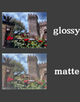Napa Valley Vineyard Castle Photography Print | Winery Wall Art with Roses