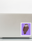 Brown Owl Glossy Vinyl Sticker – Cute Nocturnal Bird Decal for Laptops, Water Bottles, Journals & Nature Lovers