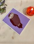 Brown Owl Glossy Vinyl Sticker – Cute Nocturnal Bird Decal for Laptops, Water Bottles, Journals & Nature Lovers