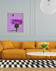 Scottish Thistle and Bee Art Print – Botanical Wall Art, Pollinator Illustration, Nature-Inspired Home Décor, Cottagecore Floral Wall Print