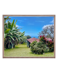 Hawaiian Tropical Garden Photography Print | Lush Greenery & Ocean View Wall Art | Island Nature Home Decor