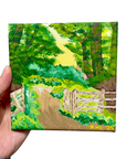 Sunlit Meadow Trail, Original Acrylic Painting, Nature Themed Wall Decor, Traditional Colorful Landscape Artwork for Cozy Home, 5x5 inches