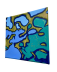 Original Acrylic Natural Water Pools Painting – 8x8 Stretched Canvas Landscape in Blue and Green