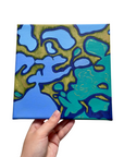 Original Acrylic Natural Water Pools Painting – 8x8 Stretched Canvas Landscape in Blue and Green
