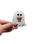 Ghost and Highland Cow Sticker Set – Cute Spooky Kawaii Vinyl Stickers for Water Bottles, Laptops, Journals & Scrapbooking