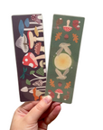 Whimsical Mushroom & Forest Animal Double-Sided Bookmark – Woodland Nature Aesthetic for Readers