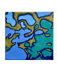 Original Acrylic Natural Water Pools Painting – 8x8 Stretched Canvas Landscape in Blue and Green