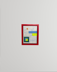 Original Acrylic Geometric Abstract Cloud Painting – 8x10 Framed Canvas with Bold Squares, Rectangles & Modern Design
