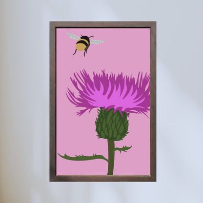 Thistle with Bumble Bee Art Print