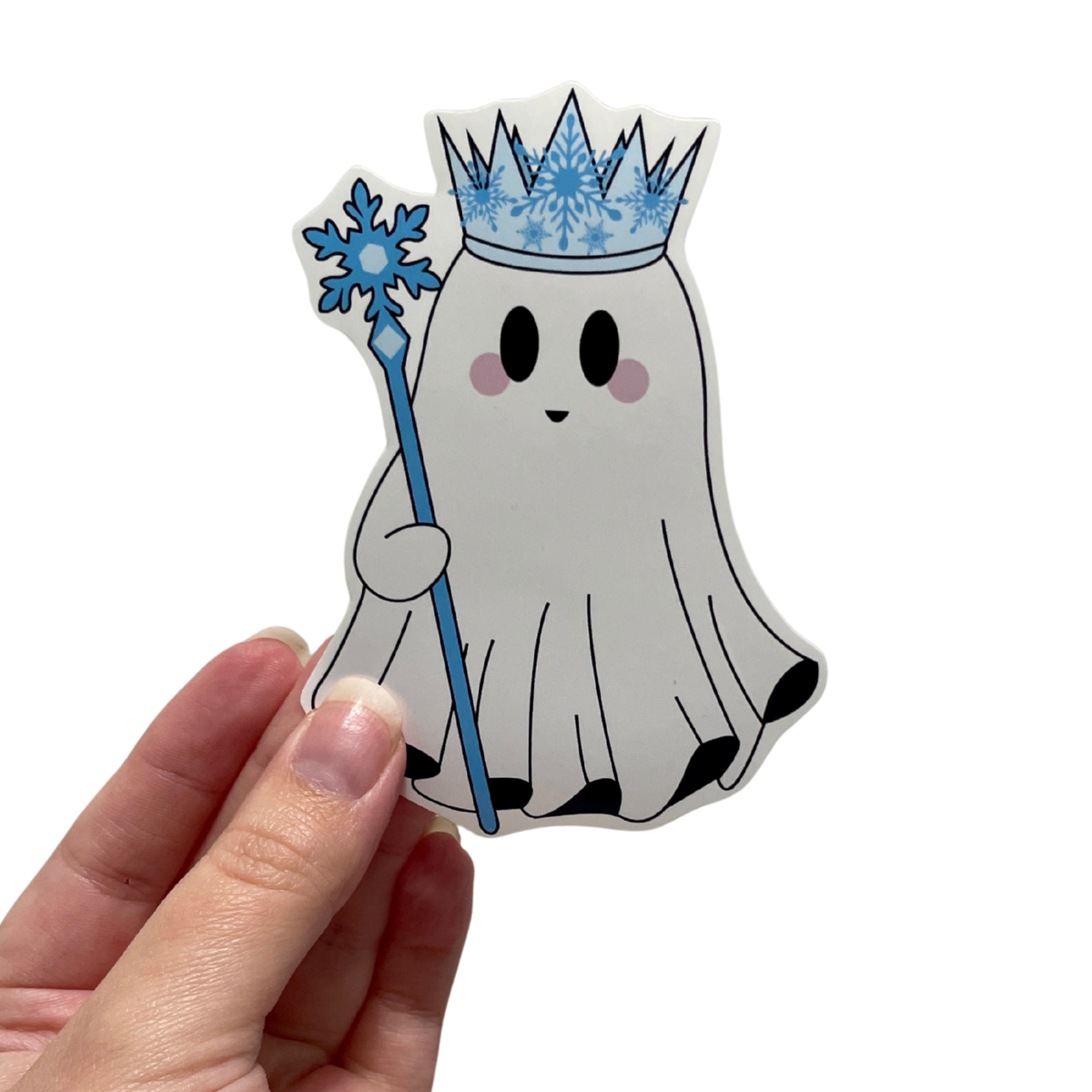 Winter Frost Ghost Sticker | Cute Snowflake Ghost Vinyl Decal