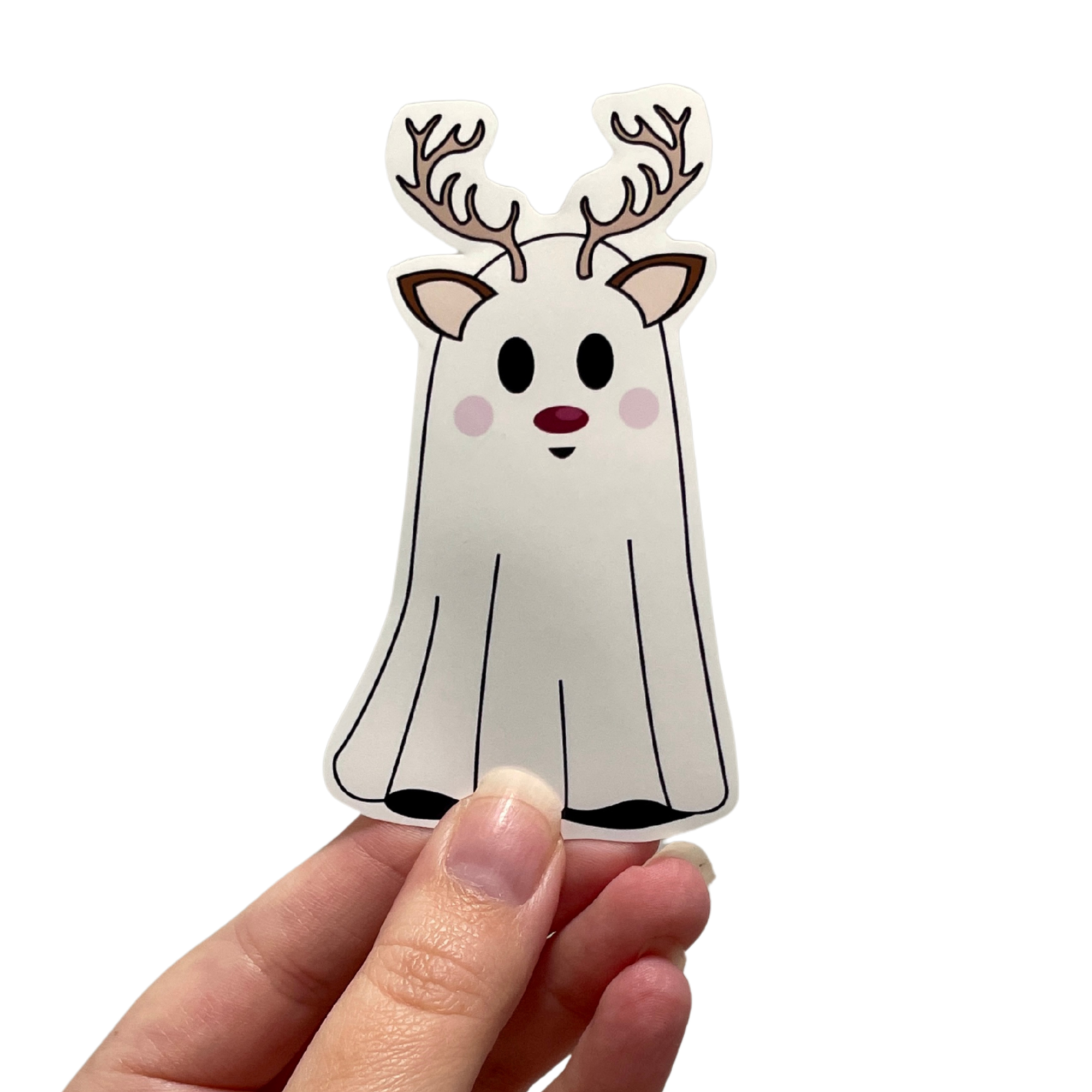 Reindeer Ghost Sticker | Cute Spooky Christmas Ghost Decal