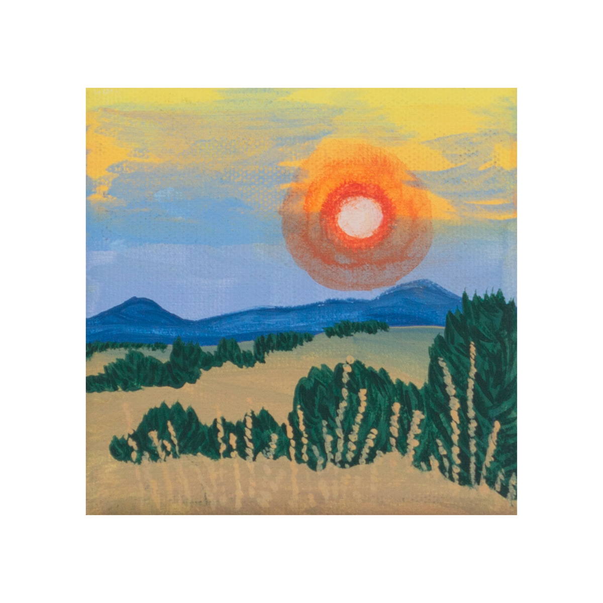 Sunset Mountain Landscape Art Print – 5x5 Nature Wall Art