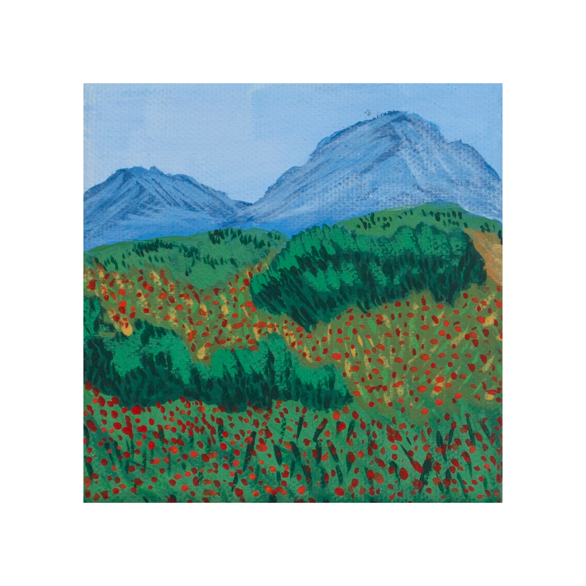 Wildflower Meadow Art Print – 5x5 Mountain Landscape Wall Art