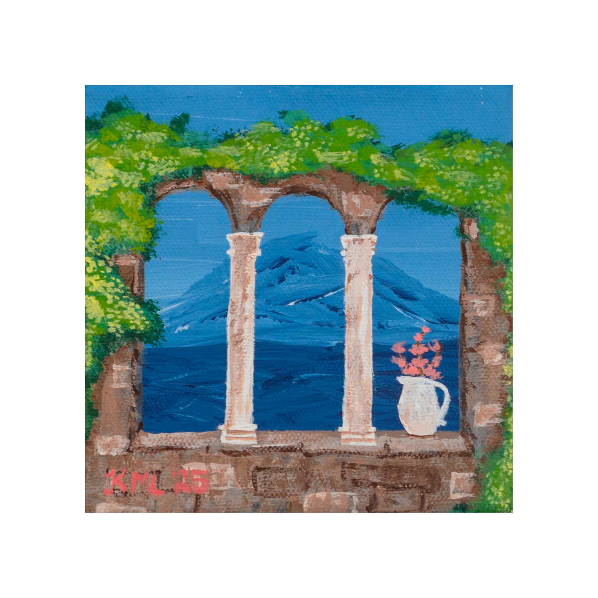 Mediterranean Window Art Print – 5x5 Coastal Landscape Wall Art