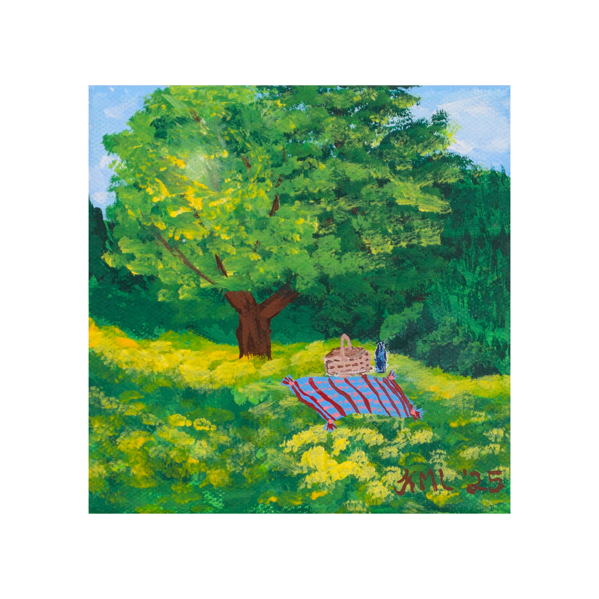 Picnic Scene Art Print – 5x5 Summer Meadow Wall Art